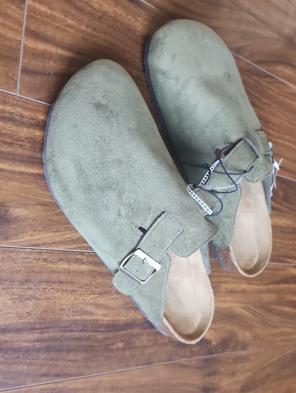 Nautica Olive Green Suede Buckle Mules